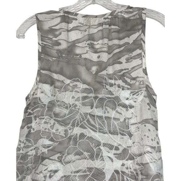 Da Nang Tank top Blouse Womens  Size XS Silk Floral Embroidered Button Down - Picture 7 of 11